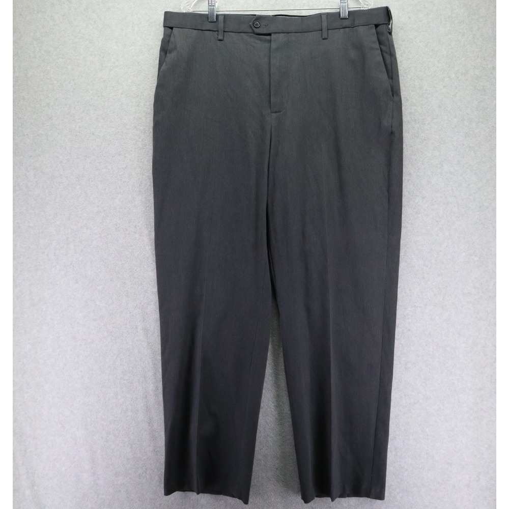 Croft & Barrow Pants Mens 38x32 Classic Fit No Iron Khaki Flex Flat‎ Front Gray